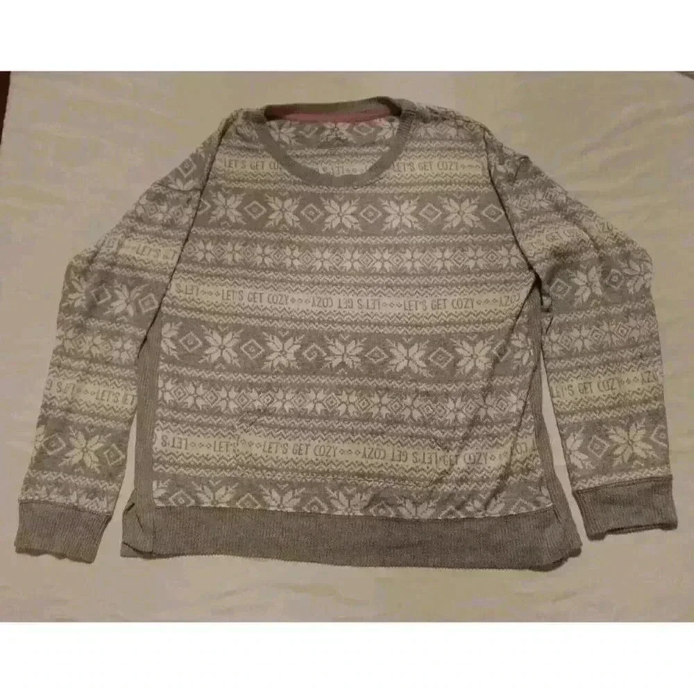 Cuddl Duds Lets Get Cozy Lounge Shirt Gray Size L